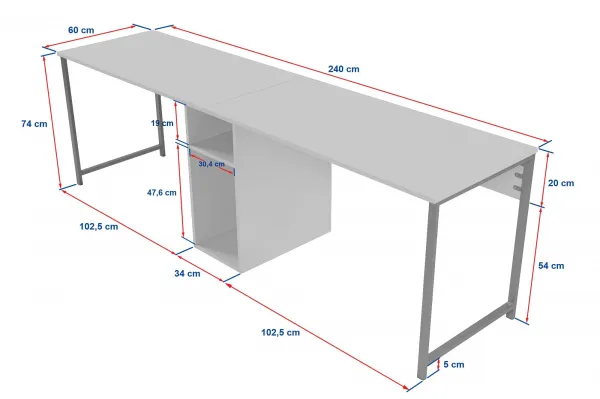 Kalune Design Kancelářská sestava pro 2 osoby TWIN bílý mramor/černá