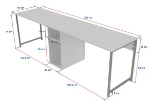 Kalune Design Kancelářská sestava pro 2 osoby TWIN bílý mramor/černá