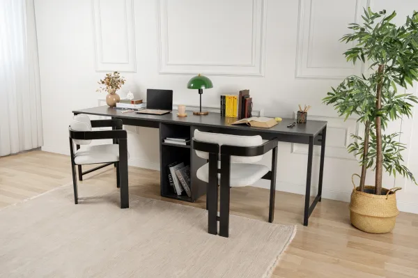 Kalune Design Kancelářská sestava pro 2 osoby TWIN antracitová
