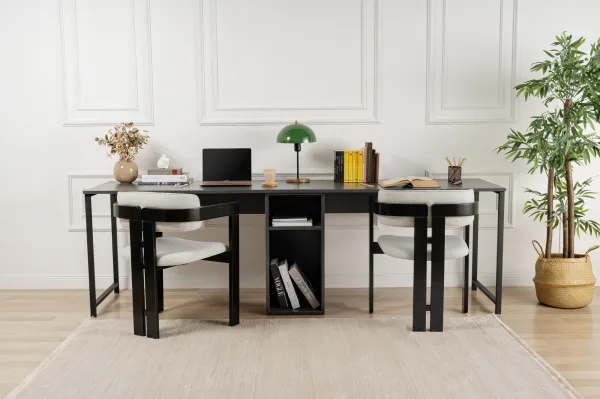 Kalune Design Kancelářská sestava pro 2 osoby TWIN antracitová