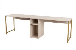 Kalune Design Kancelářská sestava pro 2 osoby TWIN travertin/zlatá