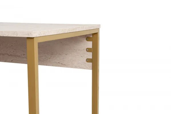 Kalune Design Kancelářská sestava pro 2 osoby TWIN travertin/zlatá