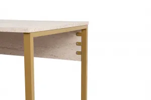 Kalune Design Kancelářská sestava pro 2 osoby TWIN travertin/zlatá