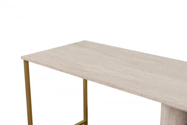 Kalune Design Kancelářská sestava pro 2 osoby TWIN travertin/zlatá