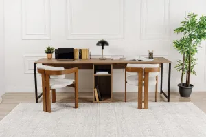 Kalune Design Kancelářská sestava pro 2 osoby TWIN borovice atlantská/černá
