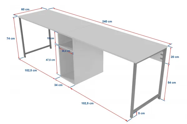 Kalune Design Kancelářská sestava pro 2 osoby TWIN borovice atlantská/černá
