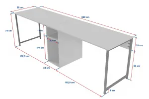 Kalune Design Kancelářská sestava pro 2 osoby TWIN borovice atlantská/černá