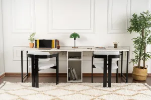 Kalune Design Kancelářská sestava pro 2 osoby TWIN bílý mramor/černá