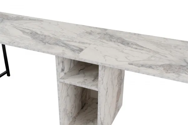 Kalune Design Kancelářská sestava pro 2 osoby TWIN bílý mramor/černá
