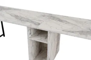 Kalune Design Kancelářská sestava pro 2 osoby TWIN bílý mramor/černá