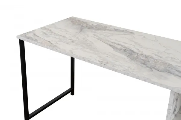 Kalune Design Kancelářská sestava pro 2 osoby TWIN bílý mramor/černá