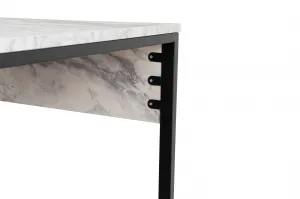 Kalune Design Kancelářská sestava pro 2 osoby TWIN bílý mramor/černá