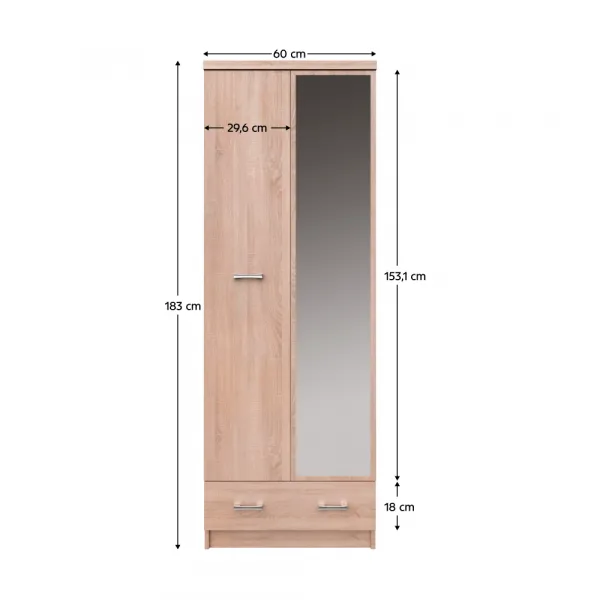 Vešiaková skriňa TOPTY 2D1S/60 Tempo Kondela