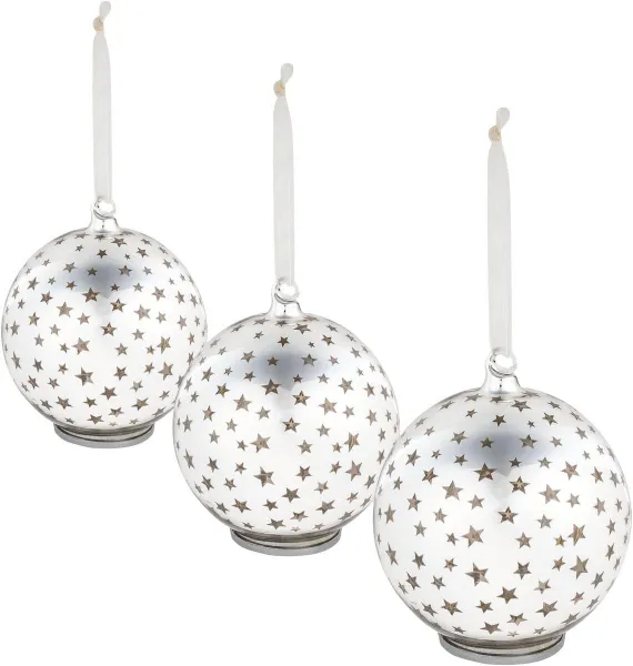 LED závesná sklenená dekorácia More hviezd, sada 3 ks