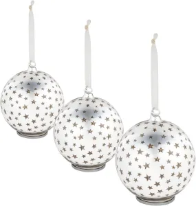LED závesná sklenená dekorácia More hviezd, sada 3 ks