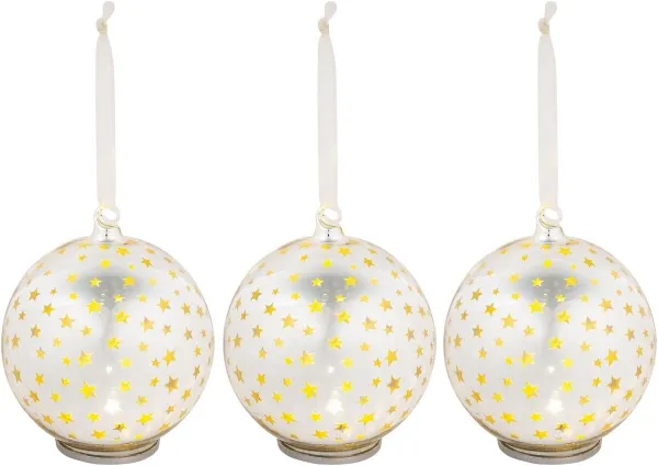 LED závesná sklenená dekorácia More hviezd, sada 3 ks