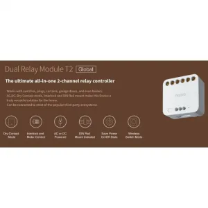 AQARA Dual Relay Module T2 (DCM-K01) - Zigbee 3.0 dvojitý relé modul AQARA-DCM-K01-1417