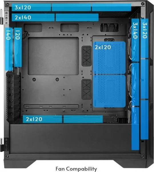 CHIEFTEC skříň APEX AIR, E-ATX, 1x USB-C 3.2, 2x USB 3.0, 3x 140mm Fan, černá