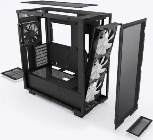 NZXT skříň H7 Flow RGB edition / ATX / 3x 140 mm fan / USB-C / 2x USB / prosklená bočnice / mesh panel / RGB / černá