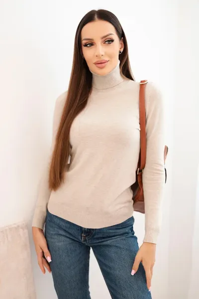 Legínovo Dámsky viskózový rolák s dlhým rukávom červený Farba: Hnedá, Veľkosť: UNI
