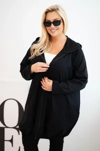 Legínovo Dámska bavlnená mikina Plus Size s kapucňou a zipsom cappuccino Farba: Modrá, Veľkosť: UNI