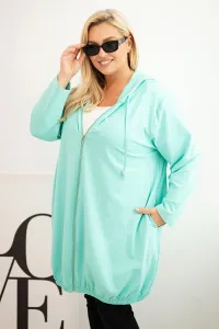 Legínovo Dámska bavlnená mikina Plus Size s kapucňou a zipsom cappuccino Farba: Modrá, Veľkosť: UNI