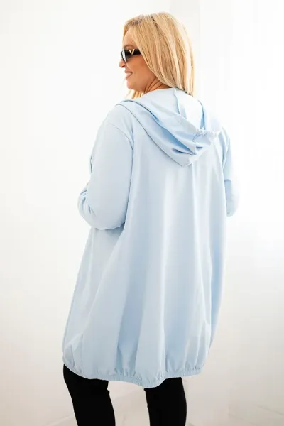 Legínovo Dámska bavlnená mikina Plus Size s kapucňou a zipsom cappuccino Farba: Modrá, Veľkosť: UNI