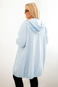 Legínovo Dámska bavlnená mikina Plus Size s kapucňou a zipsom cappuccino Farba: Modrá, Veľkosť: UNI
