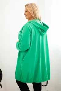 Legínovo Dámska bavlnená mikina Plus Size s kapucňou a zipsom cappuccino Farba: Modrá, Veľkosť: UNI