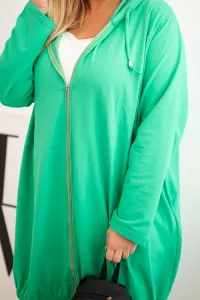 Legínovo Dámska bavlnená mikina Plus Size s kapucňou a zipsom cappuccino Farba: Modrá, Veľkosť: UNI