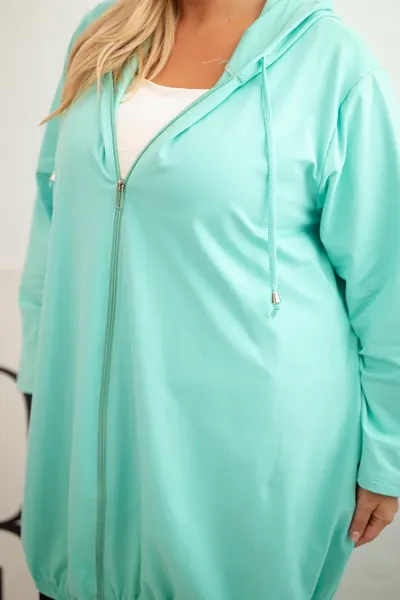 Legínovo Dámska bavlnená mikina Plus Size s kapucňou a zipsom cappuccino Farba: Modrá, Veľkosť: UNI