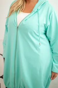 Legínovo Dámska bavlnená mikina Plus Size s kapucňou a zipsom cappuccino Farba: Modrá, Veľkosť: UNI