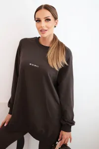 Legínovo Dámska bavlnená súprava mikina a legíny s nápisom Minimal hnedá Farba: Bordová, Veľkosť: UNI