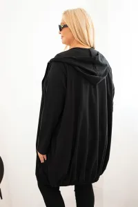 Legínovo Dámska bavlnená mikina Plus Size s kapucňou a zipsom cappuccino Farba: Modrá, Veľkosť: UNI