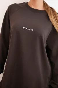 Legínovo Dámska bavlnená súprava mikina a legíny s nápisom Minimal hnedá Farba: Bordová, Veľkosť: UNI