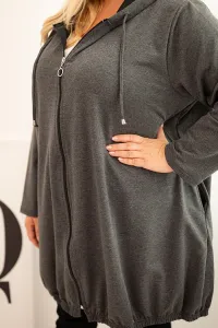 Legínovo Dámska bavlnená mikina Plus Size s kapucňou a zipsom cappuccino Farba: Modrá, Veľkosť: UNI