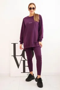 Legínovo Dámska bavlnená súprava mikina a legíny s nápisom Minimal hnedá Farba: Bordová, Veľkosť: UNI