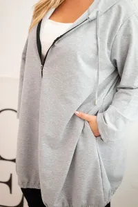 Legínovo Dámska bavlnená mikina Plus Size s kapucňou a zipsom cappuccino Farba: Modrá, Veľkosť: UNI