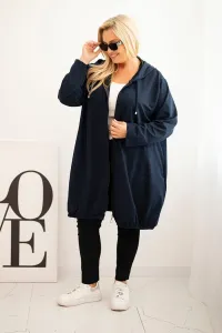 Legínovo Dámska bavlnená mikina Plus Size s kapucňou a zipsom cappuccino Farba: Modrá, Veľkosť: UNI