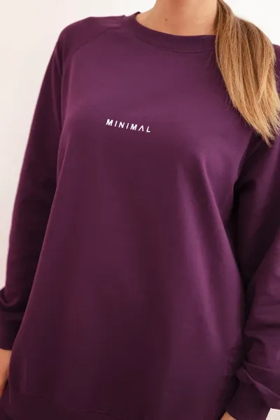 Legínovo Dámska bavlnená súprava mikina a legíny s nápisom Minimal hnedá Farba: Bordová, Veľkosť: UNI