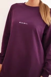 Legínovo Dámska bavlnená súprava mikina a legíny s nápisom Minimal hnedá Farba: Bordová, Veľkosť: UNI