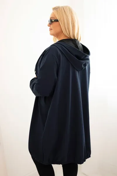 Legínovo Dámska bavlnená mikina Plus Size s kapucňou a zipsom cappuccino Farba: Modrá, Veľkosť: UNI