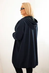 Legínovo Dámska bavlnená mikina Plus Size s kapucňou a zipsom cappuccino Farba: Modrá, Veľkosť: UNI