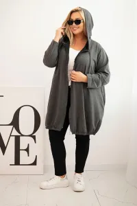 Legínovo Dámska bavlnená mikina Plus Size s kapucňou a zipsom cappuccino Farba: Modrá, Veľkosť: UNI