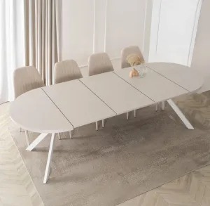 JAKS Okrúhly rozkladací stôl Lukas biely 100 - 250 cm kašmír