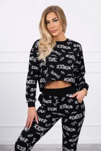 Legínovo Súprava s nápismi čierna Farba: Čierna, Veľkosť: UNI
