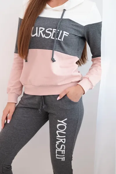 Legínovo Súprava s potlačou Yourself ekru+grafitová Farba: Sivá, Veľkosť: UNI