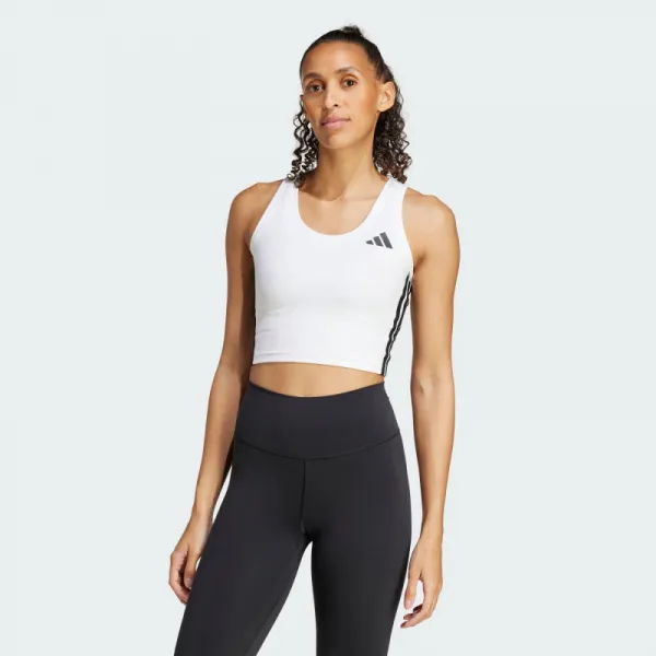 Dámske tréningové tielko ADIDAS WE 3S CROP TANK WHITE BLACK