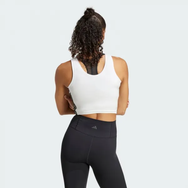 Dámske tréningové tielko ADIDAS WE 3S CROP TANK WHITE BLACK