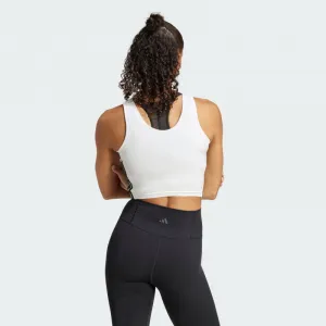 Dámske tréningové tielko ADIDAS WE 3S CROP TANK WHITE BLACK
